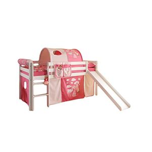 Halbhohes Kinderbett in Weiß mit Rutsche