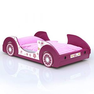 Pink-weißes Autobett für Mädchen